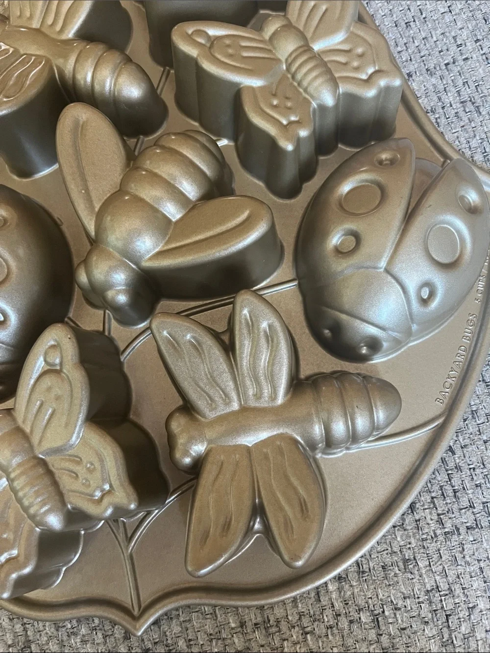 Nordic Ware Metallic Gold Insect Cake Pan - Bee Butterfly Ladybug Dragonfly
